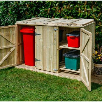 Shireburn 1 Wheelie Bin/4 Recycle Box Store - L80.4 x W192 x H120 cm - Fits 1 x 180L or 1 x 240L Wheelie Bins & 4 x Recycle Boxes