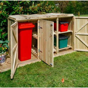 Shireburn 1 Wheelie Bin/4 Recycle Box Store - L80.4 x W192 x H120 cm - Fits 1 x 180L or 1 x 240L Wheelie Bins & 4 x Recycle Boxes