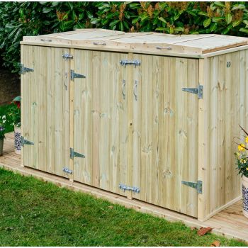 Shireburn 2 Wheelie Bin/2 Recycle Box Store - L80.4 x W203 x H120 cm - Fits 2 x 180L or 2 x 240L Wheelie Bins & 2 x Recycle Boxes