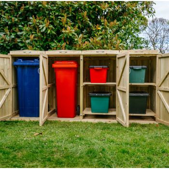 Shireburn 2 Wheelie Bin/4 Recycle Box Store - L80.4 x W261.5 x H120 cm - Fits 2x 180L or 2x 240L Wheelie Bins & 4x Recycle Boxes