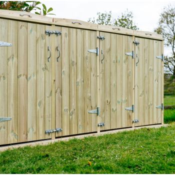 Shireburn 2 Wheelie Bin/6 Recycle Box Store - L80.4 x W319.5 x H120 cm - Fits 2x 180L or 2x 240L Wheelie Bins & 6x Recycle Boxes