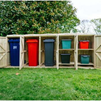 Shireburn 3 Wheelie Bin/4 Recycle Box Store - L80.4 x W330 x H120 cm - Fits 3 x 180L or 3 x 240L Wheelie Bins & 4 x Recycle Boxes