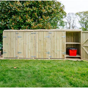 Shireburn 3 Wheelie Bin/4 Recycle Box Store - L80.4 x W330 x H120 cm - Fits 3 x 180L or 3 x 240L Wheelie Bins & 4 x Recycle Boxes