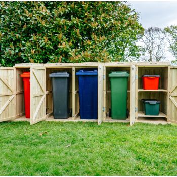 Shireburn 4 Wheelie Bin/2 Recycle Box Store - L80.4 x W342.2 x H120 cm - Fits 4x 180L or 4x 240L Wheelie Bins & 2x Recycle Boxes