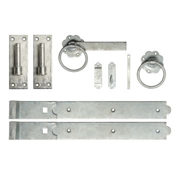 18 Inch Single Gate Fittings Set Hook & Band Hinge, Latch - Galvanised