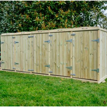 Shireburn Quintet Wheelie Bin Store - Timber - L64 x W297 x H120 cm - Fits 5 x 140L Wheelie Bins