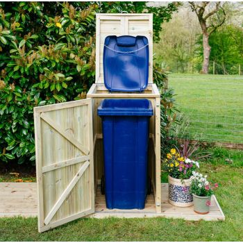 Shireburn Single Wheelie Bin Store  - Timber - L80.4 x W74.5 x H120 cm - Fits 1 x 180L or 1 x 240L Wheelie Bins