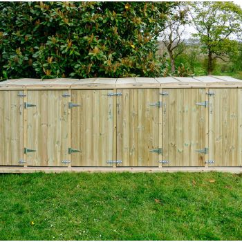 Shireburn Sextet Wheelie Bin Store - Timber - L80.4 x W388.5 x H120 cm - Fits 3 x 180L or 3 x 240L & 3 x 140L Wheelie Bins