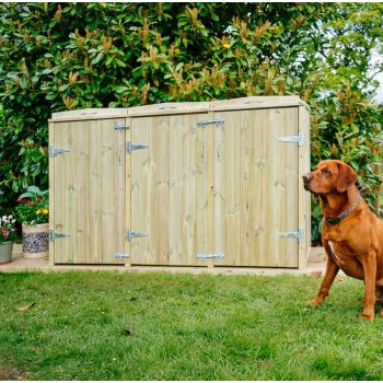 Shireburn Triple Wheelie Bin Store - Timber - L97 x W214.2 x H125 cm - Fits 3 x 360L Wheelie Bins