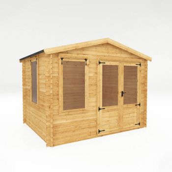 2.6 x 3.3 m Apex Log Cabin - 19 mm - Timber - L262.8 x W344.5 x H264.2 cm - Brown