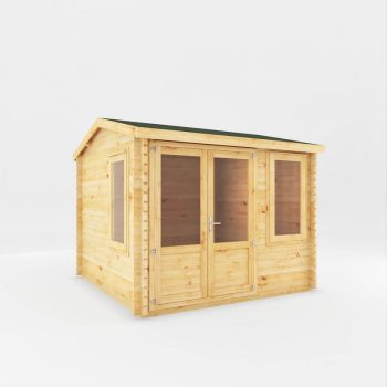3 x 3 m Home Office Elite Log Cabin - 28 mm - Timber - L314.3 x W303.2 x H260 cm - Brown