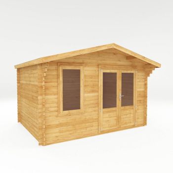 4 x 3 m Retreat Log Cabin - 44 mm - Timber - L342.8 x W414.1 x H274.4 cm - Brown
