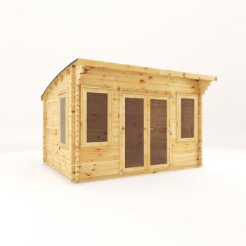 4 x 3 m Curved Roof Log Cabin - 44 mm - Timber - L348.6 x W406.4 x H260 cm - Brown