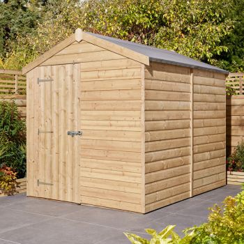 8 x 6 Feet Single Door Shiplap Apex Shed - Wood - L244 x W194 x H220 cm - Natural Timber Finish