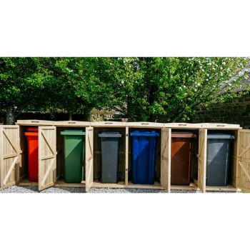 Chatburn Sextet Wheelie Bin Store - Timber - L80.4 x W400.7 x H120 cm - Fits 4 x 180L or 4 x 240L & 2 x 140L Wheelie Bins