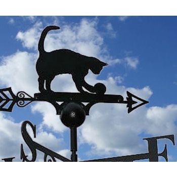 Cat and Ball Weathervane - Solid Steel - W61 x H88 cm - Black