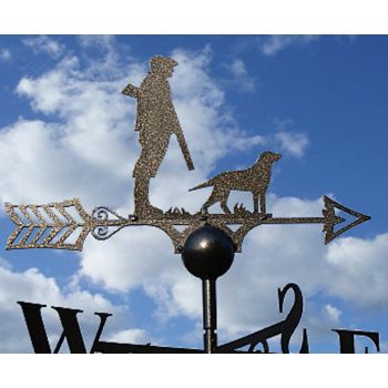 Man and Dog Weathervane - Solid Steel - W61 x H88 cm - Black