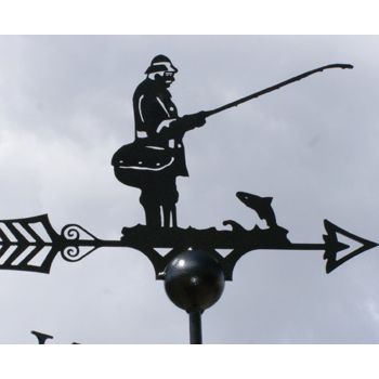 Fisherman Weathervane - Solid Steel - W61 x H88 cm - Black