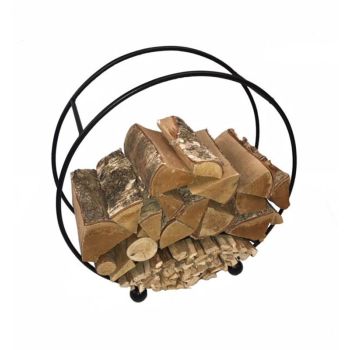 Log Basket Round - Steel - L22.9 x W64.8 x H66 cm - Black