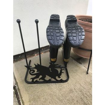 2 Pair Boot Rack - Welsh Dragon - Steel - L30.4 x W38 x H48.3 cm - Black