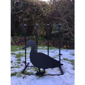 2 Pair Boot Rack - Duck - Hand Made By Traditional Forge Wellie Boot Stand - Steel - L30.4 x W38 x H48.3 cm - Black