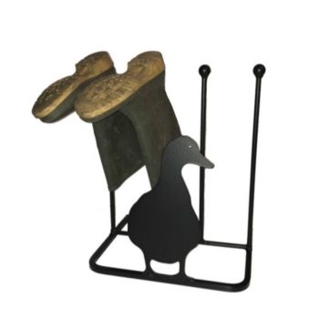 2 Pair Boot Rack - Facing Duck - Hand Made By Traditional Forge Wellie Boot Stand - Steel - L30.4 x W38 x H48.3 cm - Black