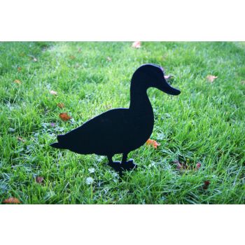 Duck Facing - Hand Made By Traditional Forge Powder Coated Steel Garden Ornament - Steel - W17.8 x H30.5 cm - Black