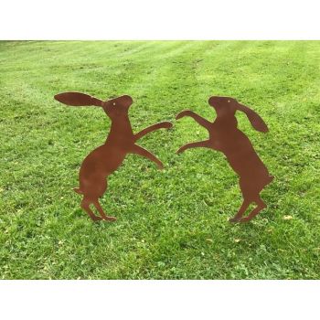Fenland Hare's 2Pc. - Steel - W39 x H45.7 cm - Bare Metal/Ready to Rust