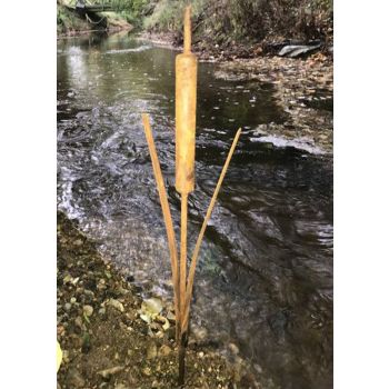 Bullrush Small Garden Art (Pack of 3) - Steel - H30.5 cm - Bare Metal/Ready to Rust
