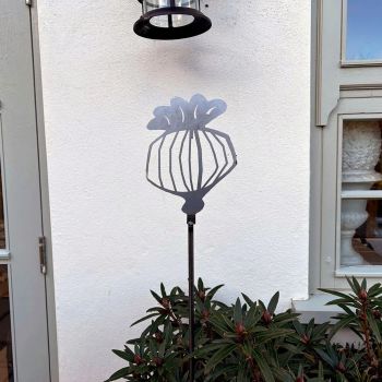 1 Feet Poppy Seed Head Plant Pin (Pack of 3) - Bare Metal/Ready to Rust