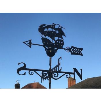 Galleon Weathervane - Steel - W65 x H88 cm - Black