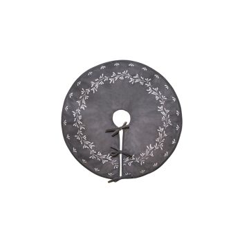 Slate Velvet Mistletoe Tree Skirt - Velvet - L0.5 x W80 x H80 cm - Slate