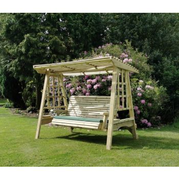 Antoinette Swing - Sits 3, Wooden Garden Swinging Chair Hammock - L125 x W230 x H185 cm - Minimal Assembly Required