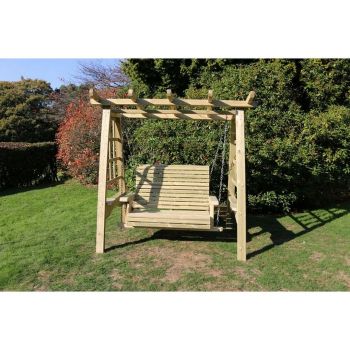 Pergola Swing, Swinging Seat Hammock - L125 x W180 x H185 cm - Minimal Assembly Required - Set of Waterproof Cushions Included
