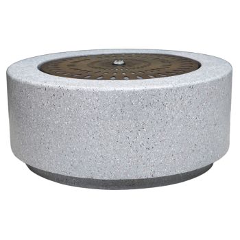 Solis Large Water Feature with Light Display - Metal - L70 x W70 x H30 cm - Terrazzo/Brass