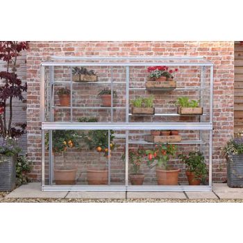 6 Feet Wall Frame/Growhouse with 6 Shelves- Aluminium/Glass - L183 x W63 x H149 cm - Racing Green
