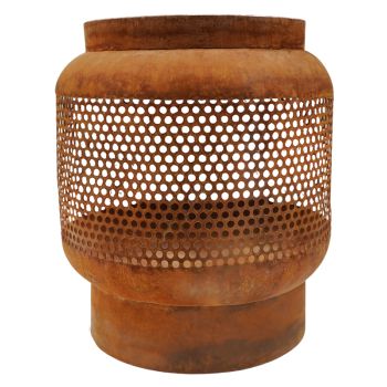 Outdoor Tall Buttermere Basket Fire Pit - Metal - L45.5 x W45.5 x H51 cm - Rust