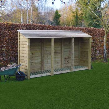 Empingham 6ft Log Store - L80 x W340 x H181 cm - Light Green