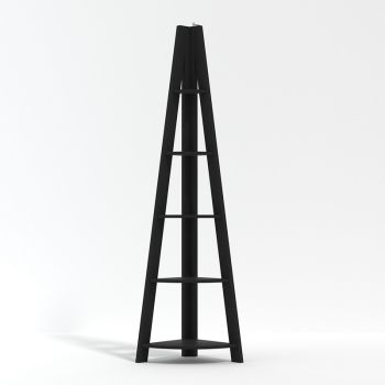 Tiva Corner Ladder Shelving - MDF - L38.6 x W38.6 x H175.4 cm - Black