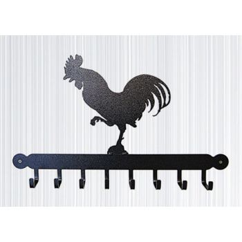Tool Rack (Cockerel) - Hooks - Solid Steel - W54.6 x H30.5 cm - Black