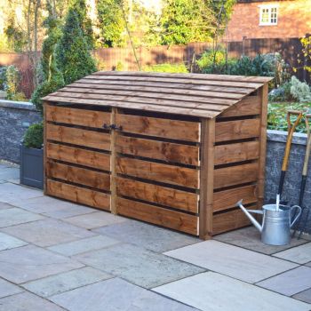 Normanton 4ft Log Store with Doors - L80 x W230 x H128 cm - Rustic Brown