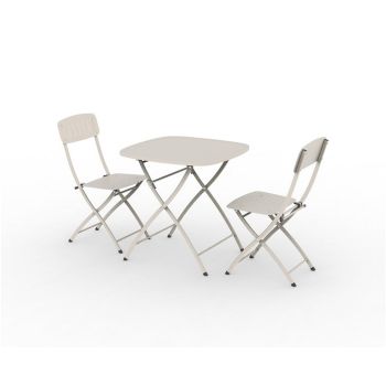 Venice Deluxe Folding Bistro Set - Steel - Champange