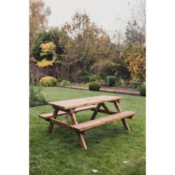 Valley Deluxe Picnic Table - Timber - L180 x W150 x H76 cm - Partially Assembled