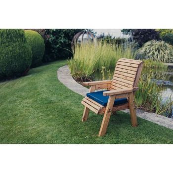 Valley Chair - Timber - L73 x W64 x H95 cm - Garden Furniture - Minimal Assembly Required - Set of Waterproof Cushions Included
