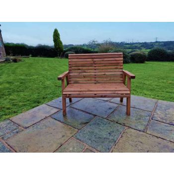 Valley 2 Seat Bench - Timber - L73 x W113 x H95 cm - Garden Furniture - Flat Pack - Minimal Assembly Required