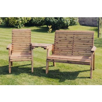 Valley Trio Set - Timber - L100 x W170 x H95 cm - Garden Furniture - Fully Assembled