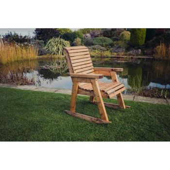 Valley Rocking Chair - Timber - L120 x W63 x H95 cm - Garden Furniture - Partially Assembled - Set of Waterproof Cushions Included
