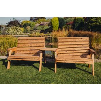 Valley 4 Seat Set 2X2B Straight Tray - Timber - L100 x W280 x H95 cm - Garden Furniture - Fully Assembled