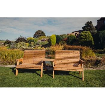 Valley 4 Seat Set 2X2B Straight Tray - Timber - L100 x W280 x H95 cm - Fully Assembled - Set of Waterproof Cushions Included