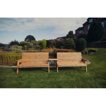 Valley 6 Seat Set 2X3B Straight Tray - Timber - L100 x W330 x H95 cm - Fully Assembled - Set of Waterproof Cushions Included